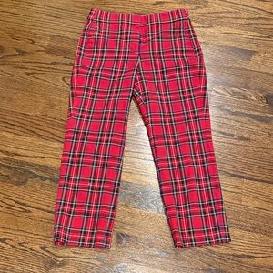 J. Crew Red Plaid Ankle Pants